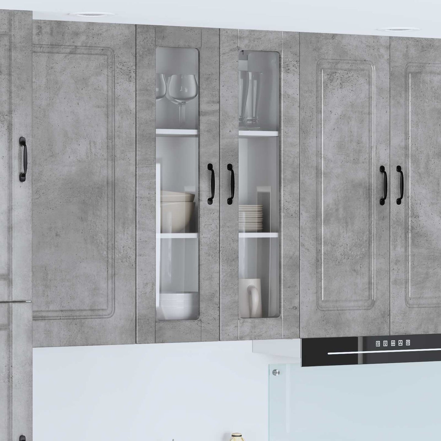 Vegghylle PORTO Betonggrå 60 x 31 x 100 cm Konstruert tre