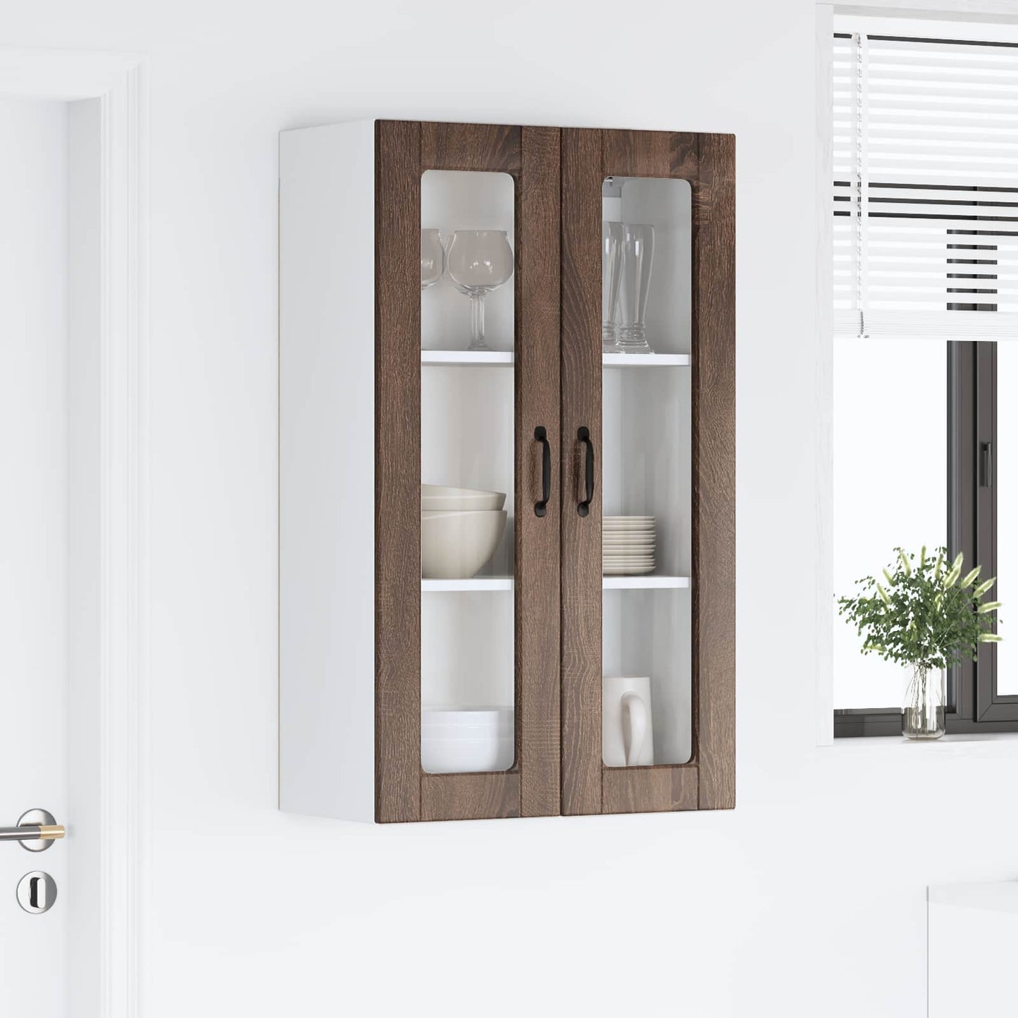 Vegghylle PORTO Brun Eik 60 x 31 x 100 cm Konstruert tre