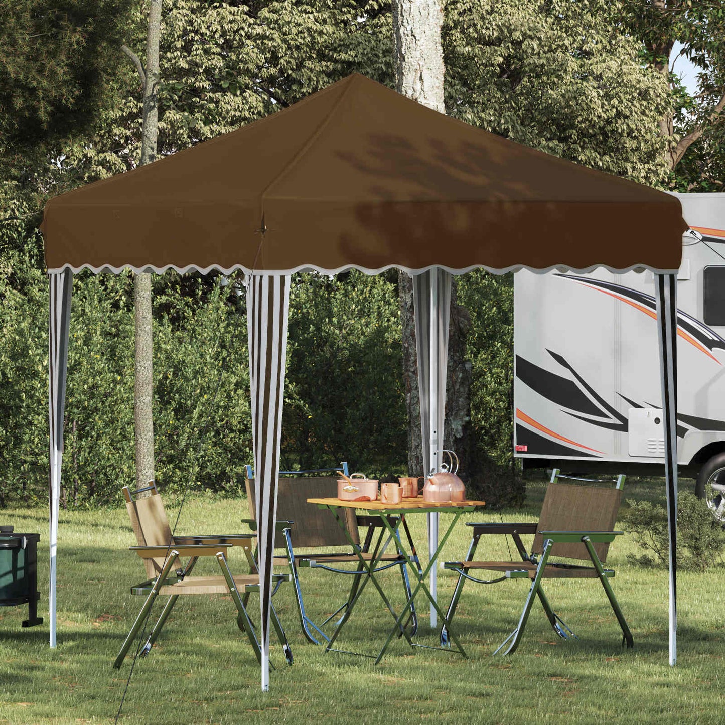 Pop-up Festtelt 195 x 195 x 245 cm Gråbrun Oxford Stoff