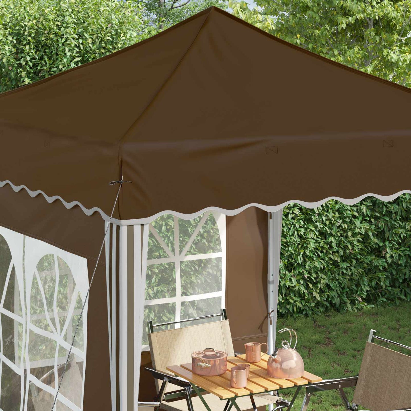 Pop-up Festtelt 195 x 195 x 245 cm Gråbrun Oxford Stoff