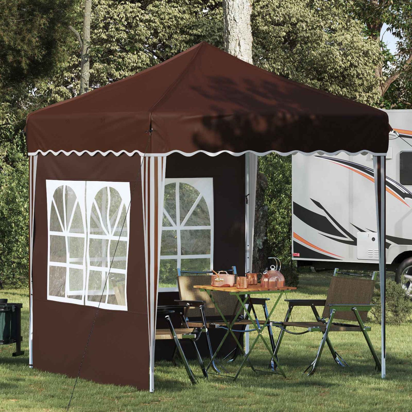 Pop-up Festtelt 195 x 195 x 245 cm Brun Oxford Stoff