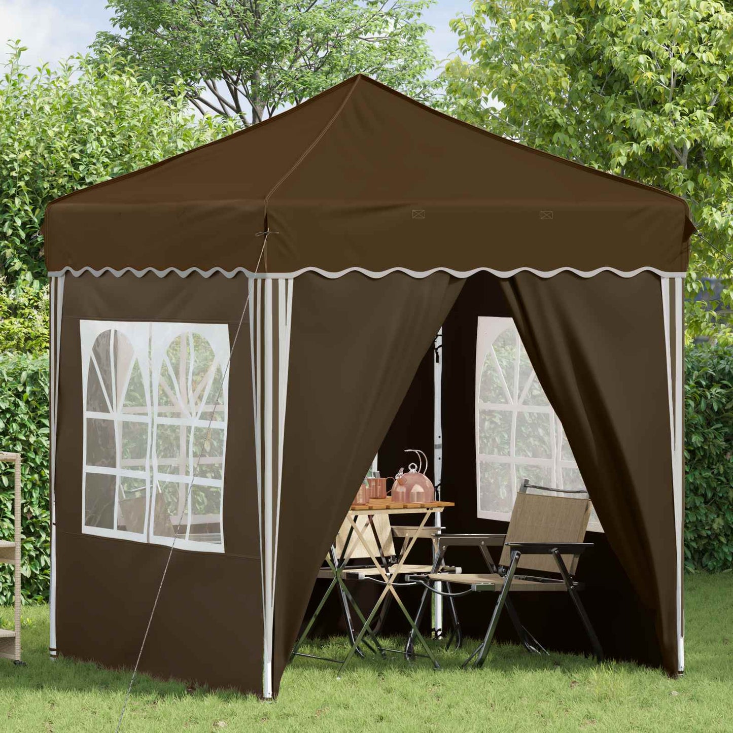 Pop-up Festtelt 195 x 195 x 245 cm Gråbrun Oxford Stoff