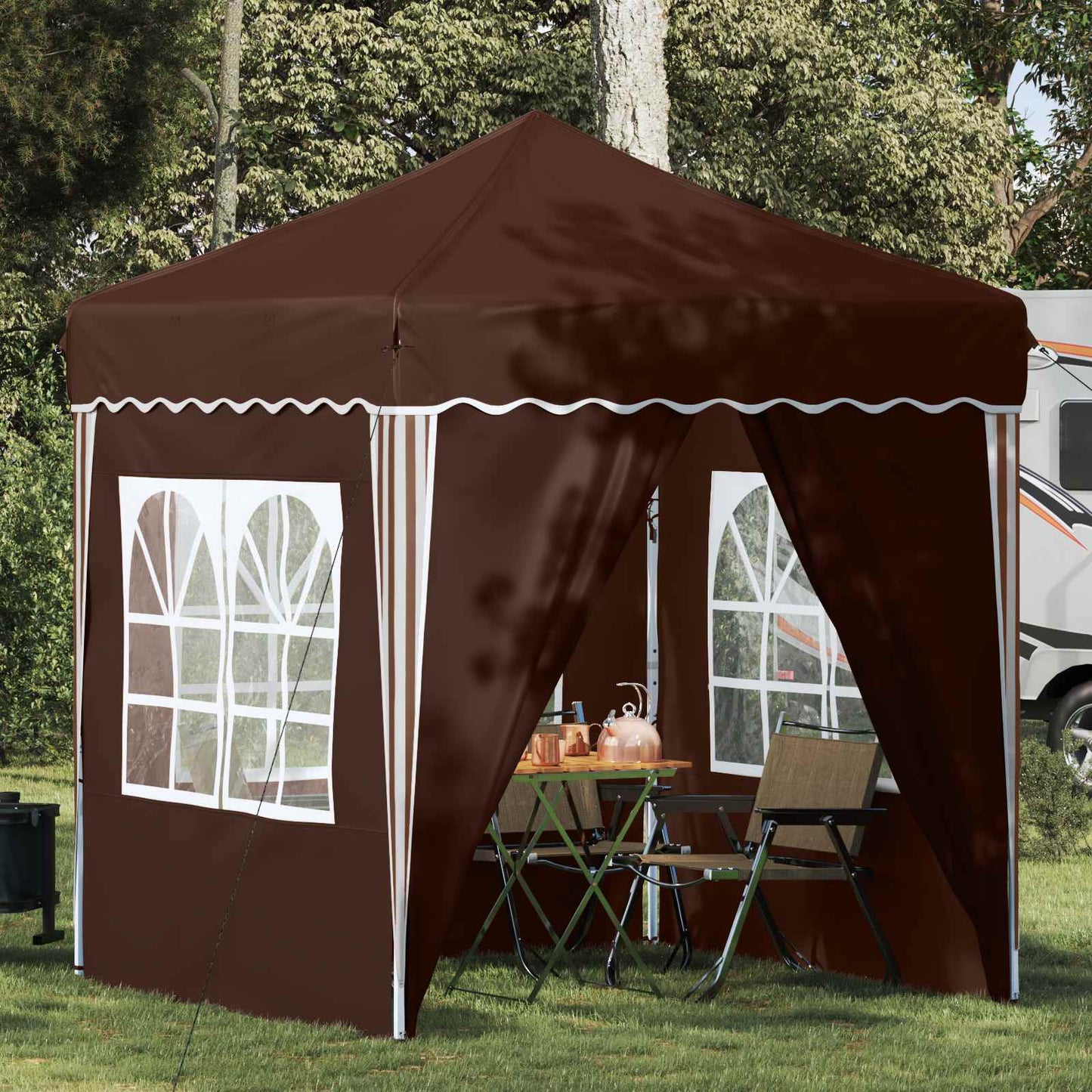 Pop-up Festtelt 195 x 195 x 245 cm Brun Oxford Stoff