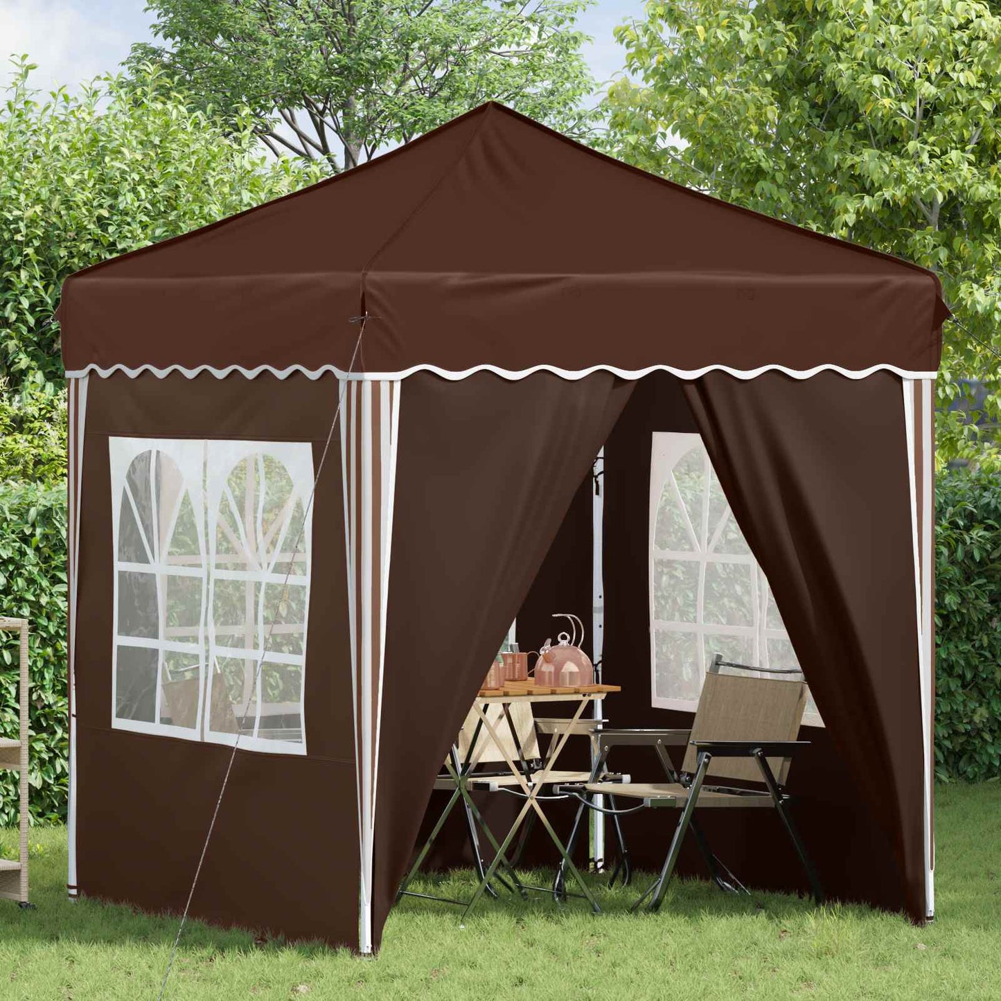 Pop-up Festtelt 195 x 195 x 245 cm Brun Oxford Stoff