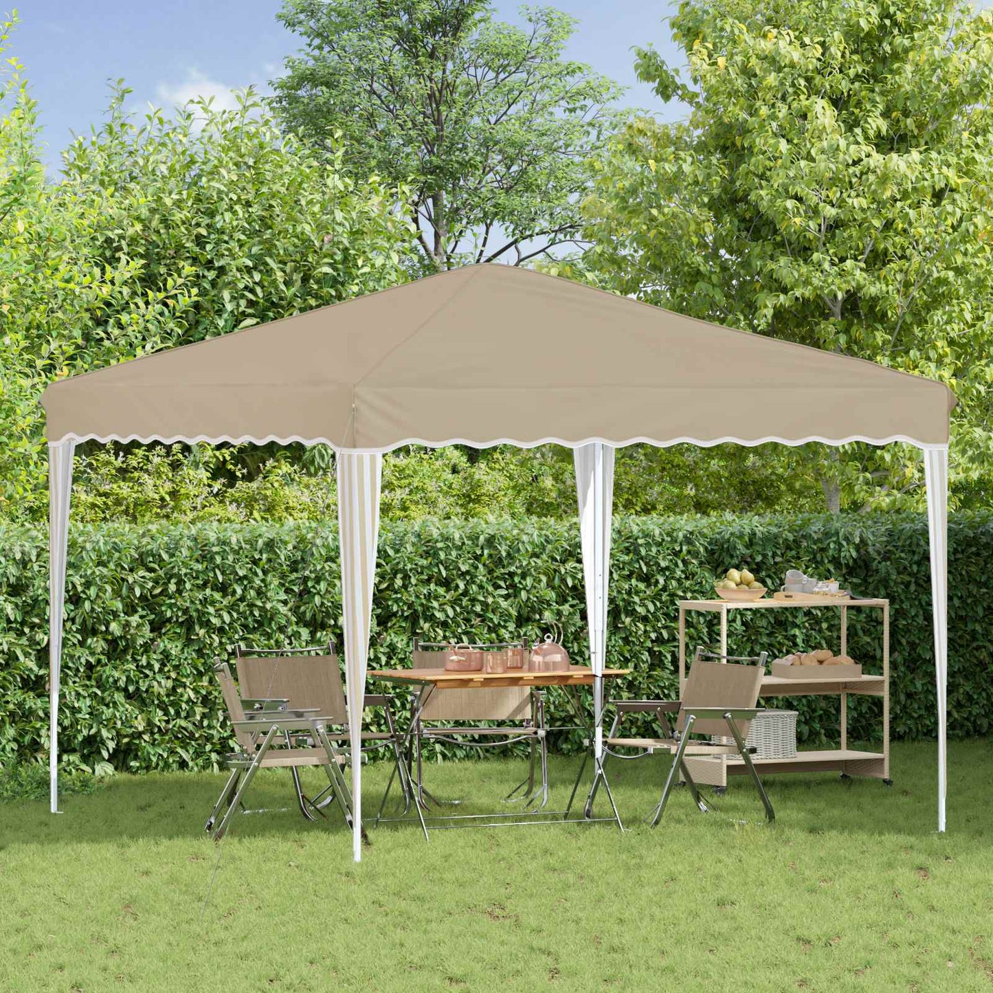 Pop-up Festtelt 288 x 288 x 245 cm Krem Oxford Stoff