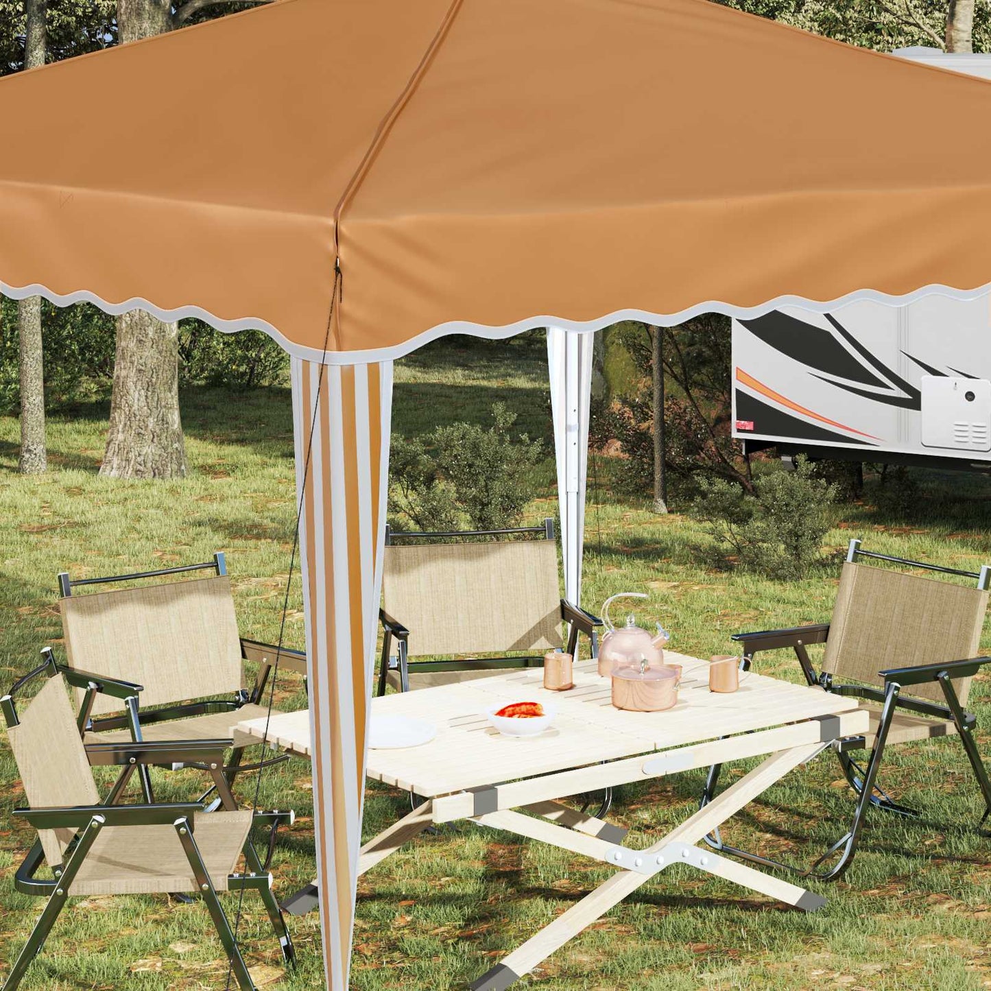 Pop-up Festtelt 288 x 288 x 245 cm Beige Oxford Stoff