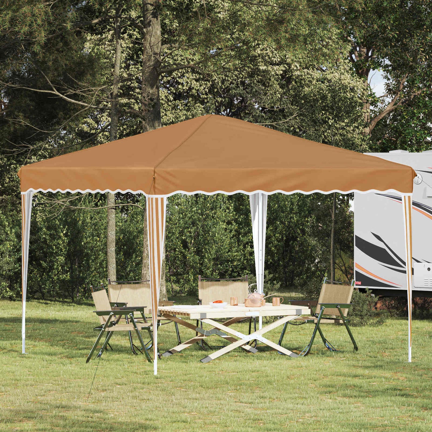Pop-up Festtelt 288 x 288 x 245 cm Beige Oxford Stoff