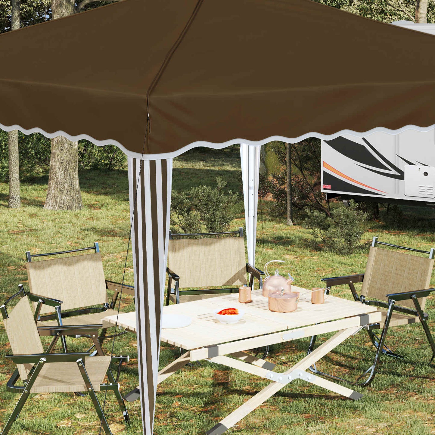 Pop-up Festtelt 288 x 288 x 245 cm Gråbrun Oxford Stoff