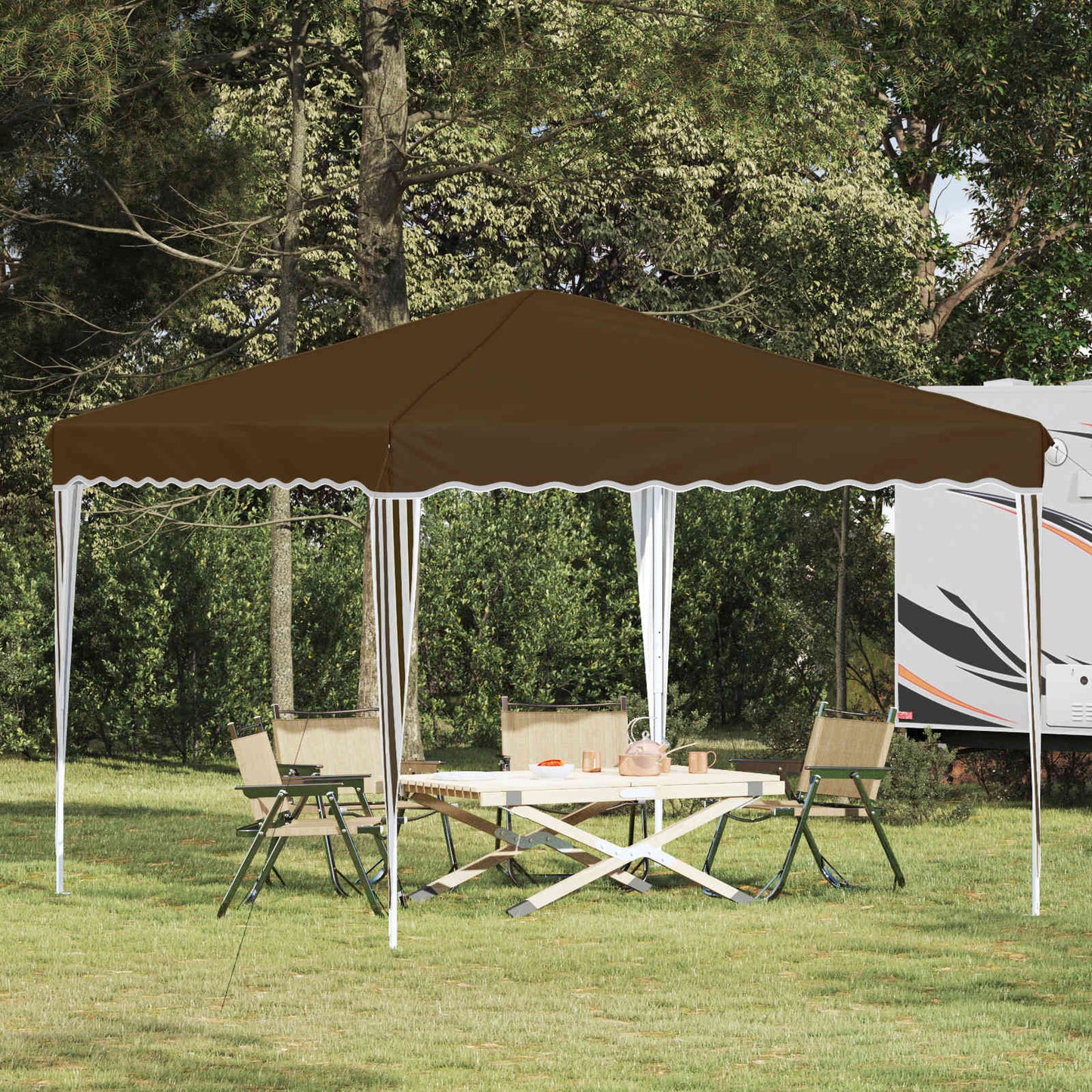 Pop-up Festtelt 288 x 288 x 245 cm Gråbrun Oxford Stoff