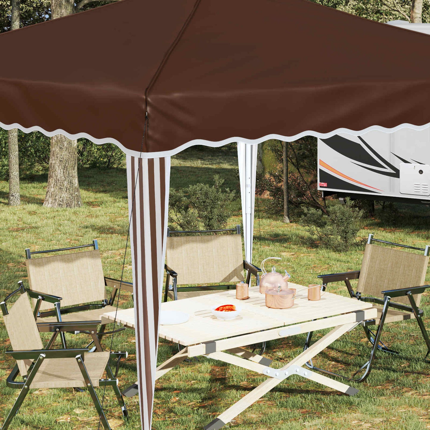 Pop-up Festtelt 288 x 288 x 245 cm Brun Oxford Stoff