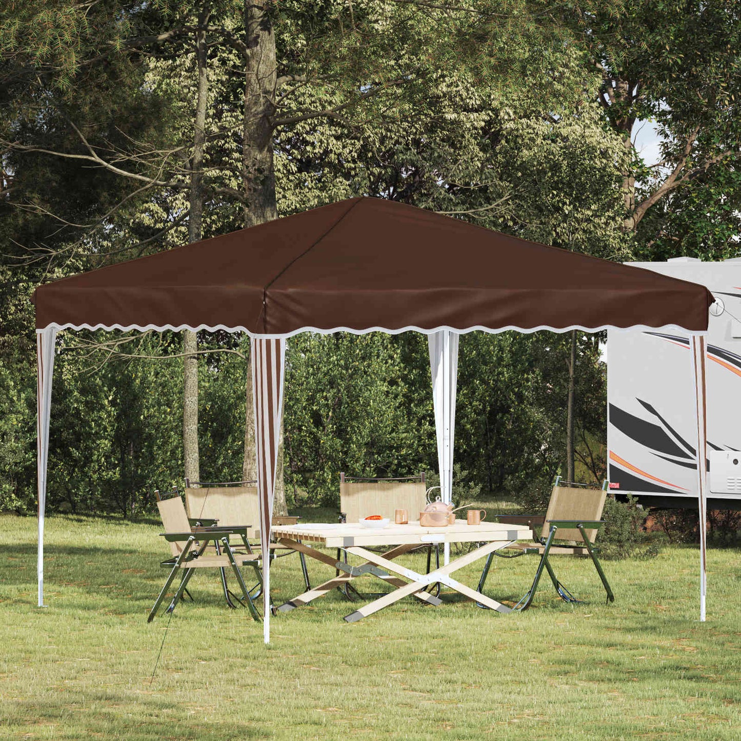 Pop-up Festtelt 288 x 288 x 245 cm Brun Oxford Stoff