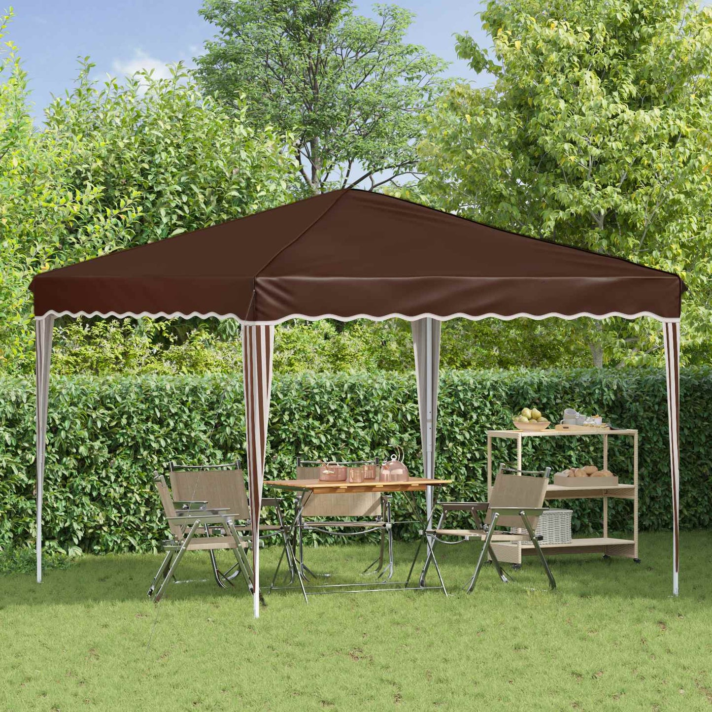 Pop-up Festtelt 288 x 288 x 245 cm Brun Oxford Stoff