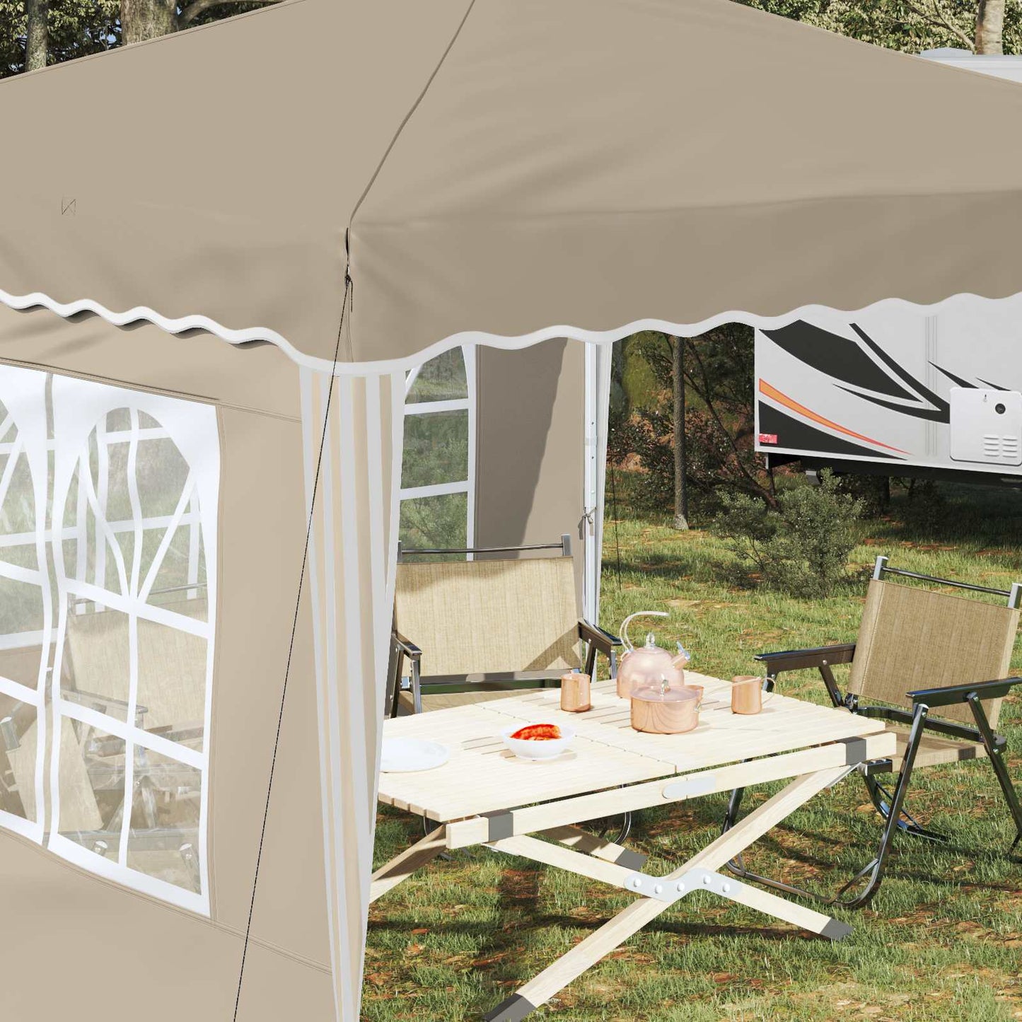 Pop-up Festtelt 288 x 288 x 245 cm Krem Oxford Stoff