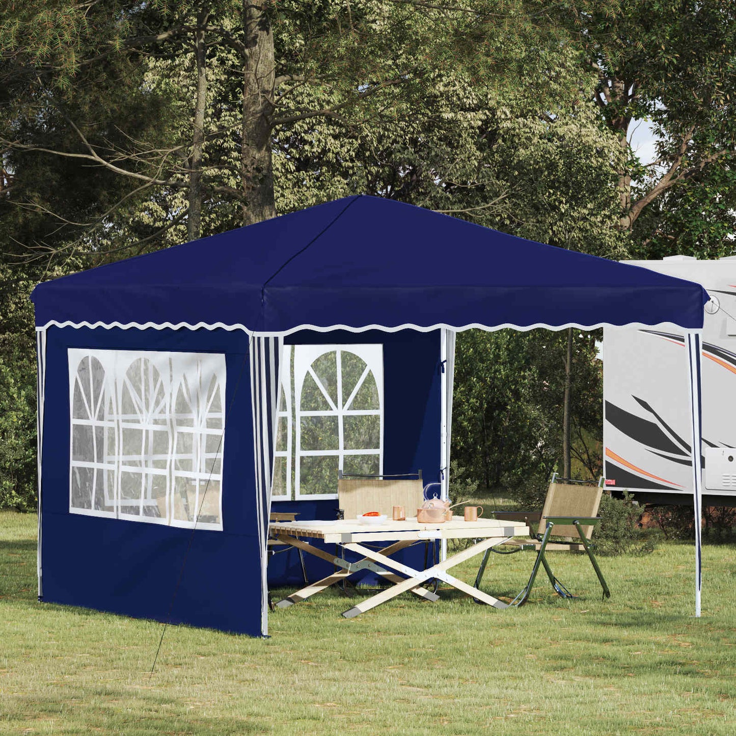 Pop-up Festtelt 288 x 288 x 245 cm Blå Oxford Stoff