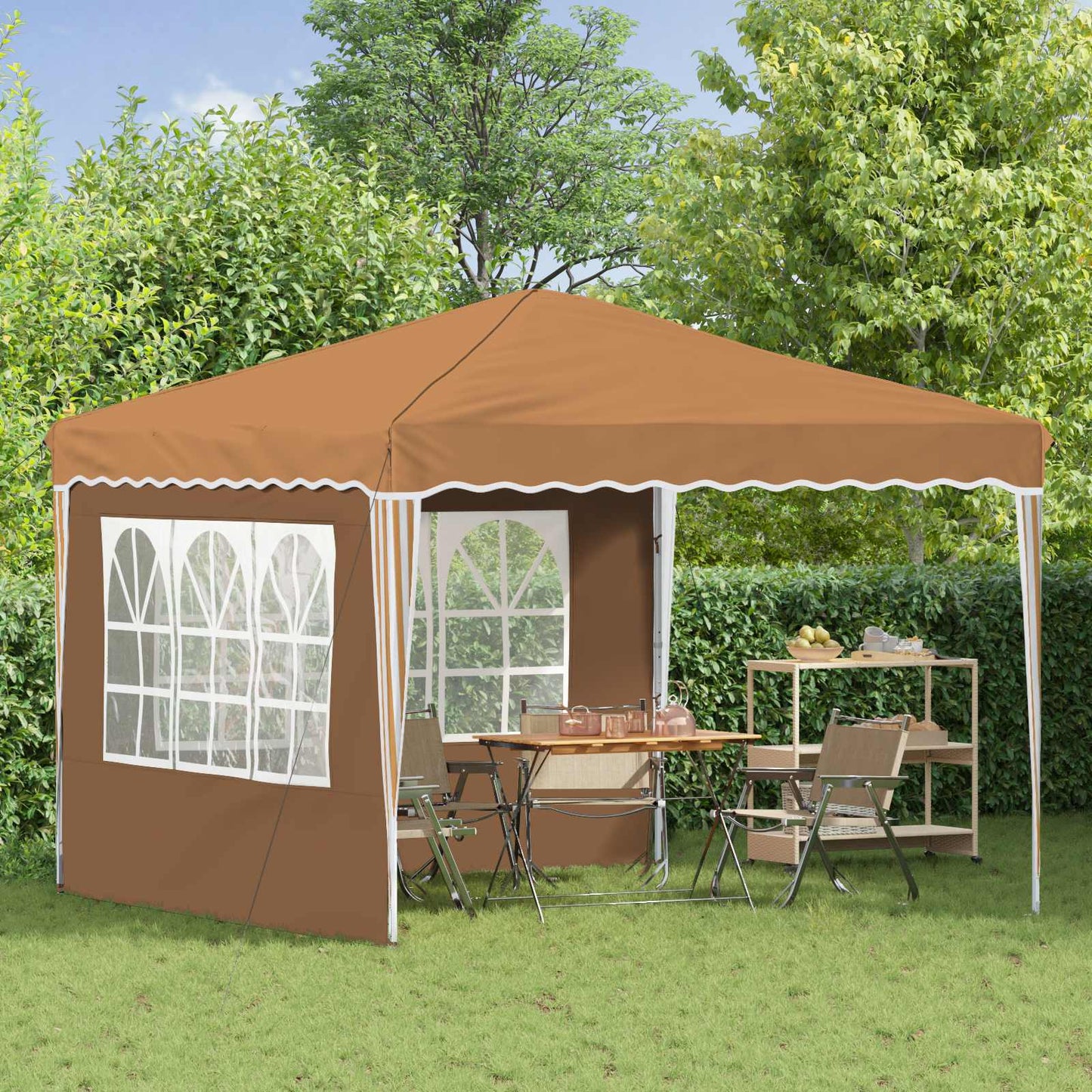 Pop-up Festtelt 288 x 288 x 245 cm Beige Oxford Stoff