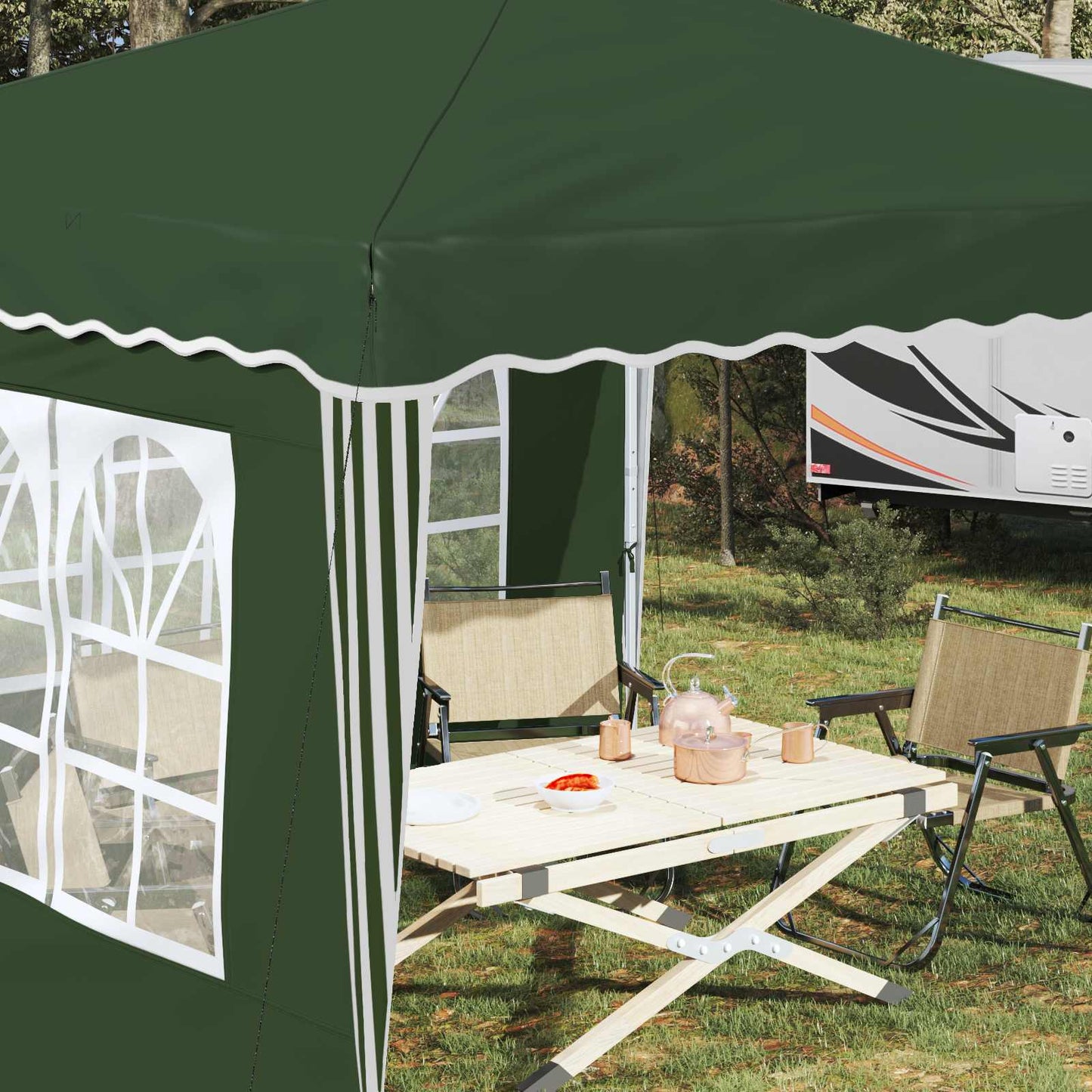 Pop-up Festtelt 288 x 288 x 245 cm Grønn Oxford Stoff
