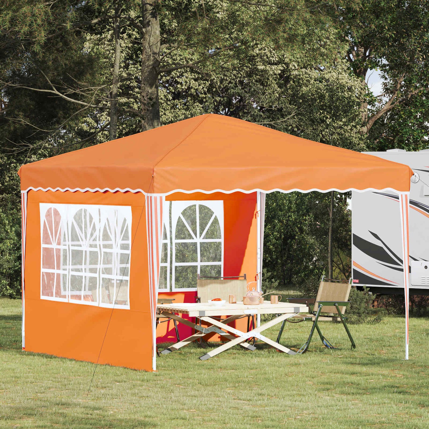 Pop-up Festtelt 288 x 288 x 245 cm Oransje Oxford Stoff