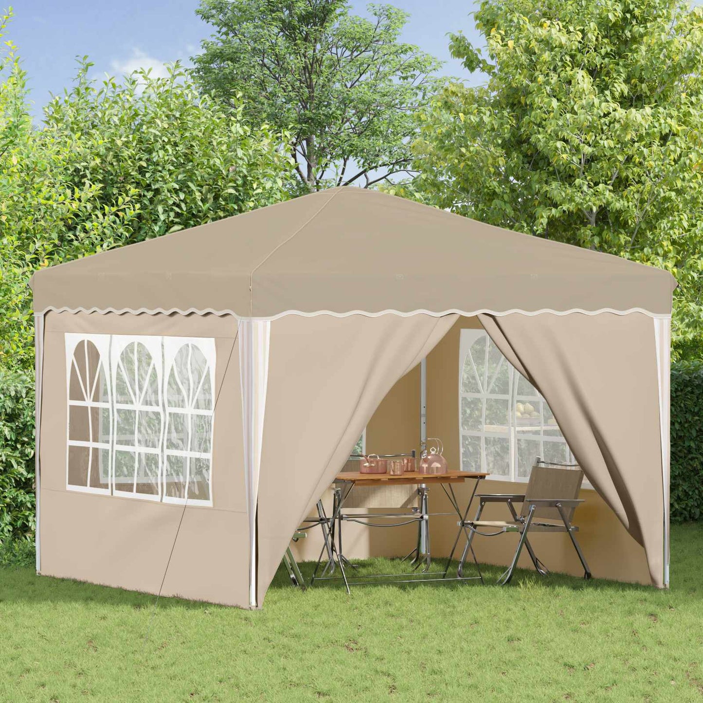 Pop-up Festtelt 288 x 288 x 245 cm Krem Oxford Stoff