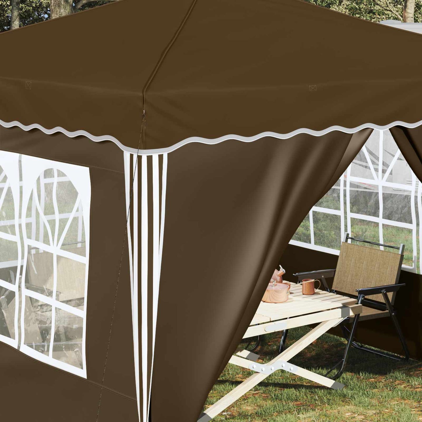 Pop-up Festtelt 288 x 288 x 245 cm Gråbrun Oxford Stoff
