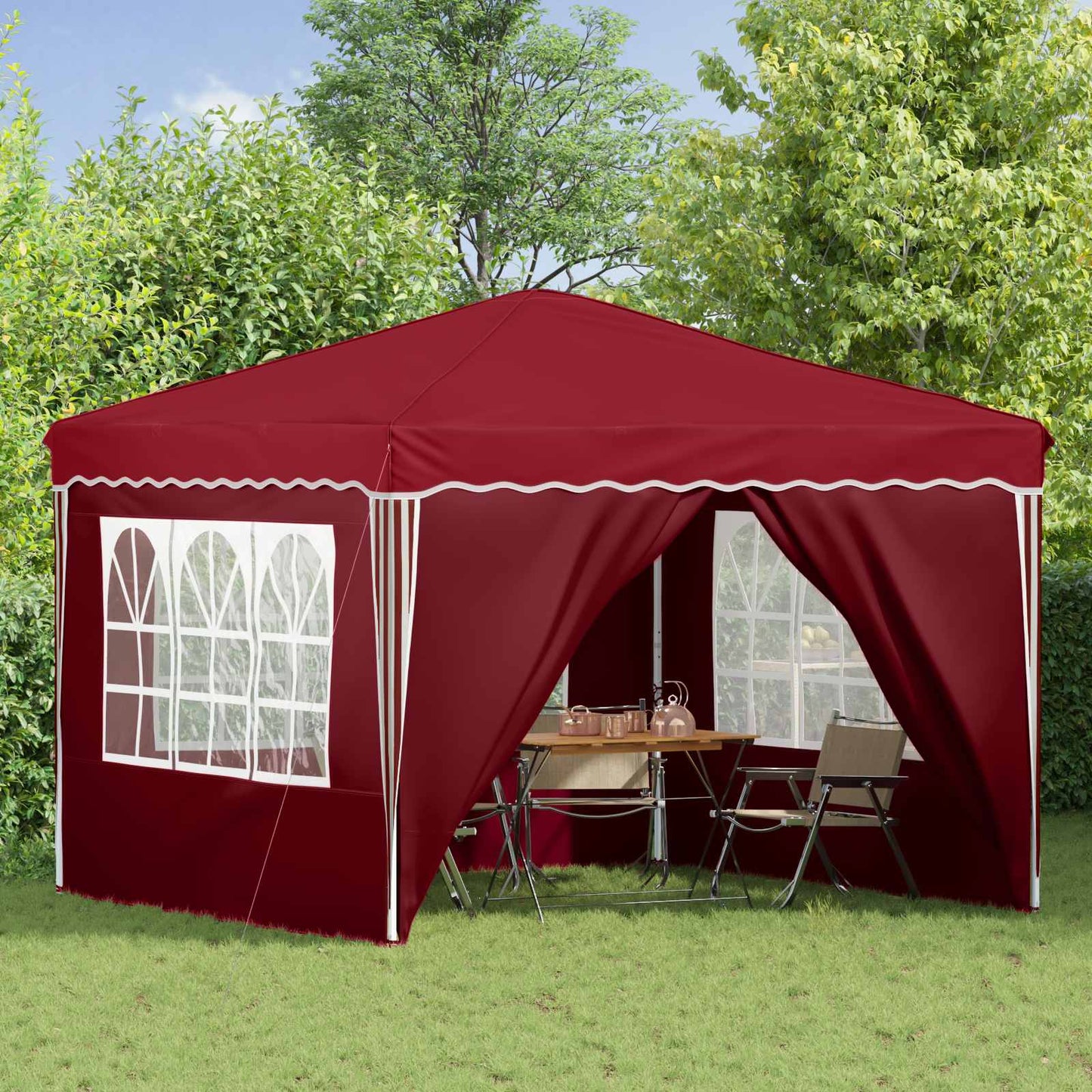 Pop-up Festtelt 288 x 288 x 245 cm Burgunder Oxford Stoff