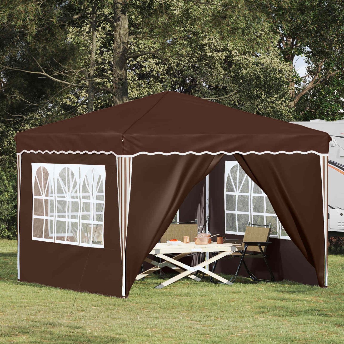 Pop-up Festtelt 288 x 288 x 245 cm Brun Oxford Stoff
