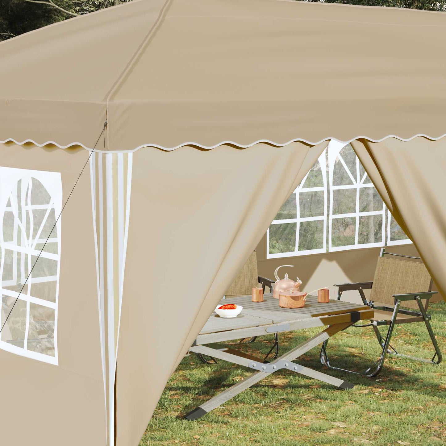 Pop-up Festtelt 575 x 288 x 245 cm Krem