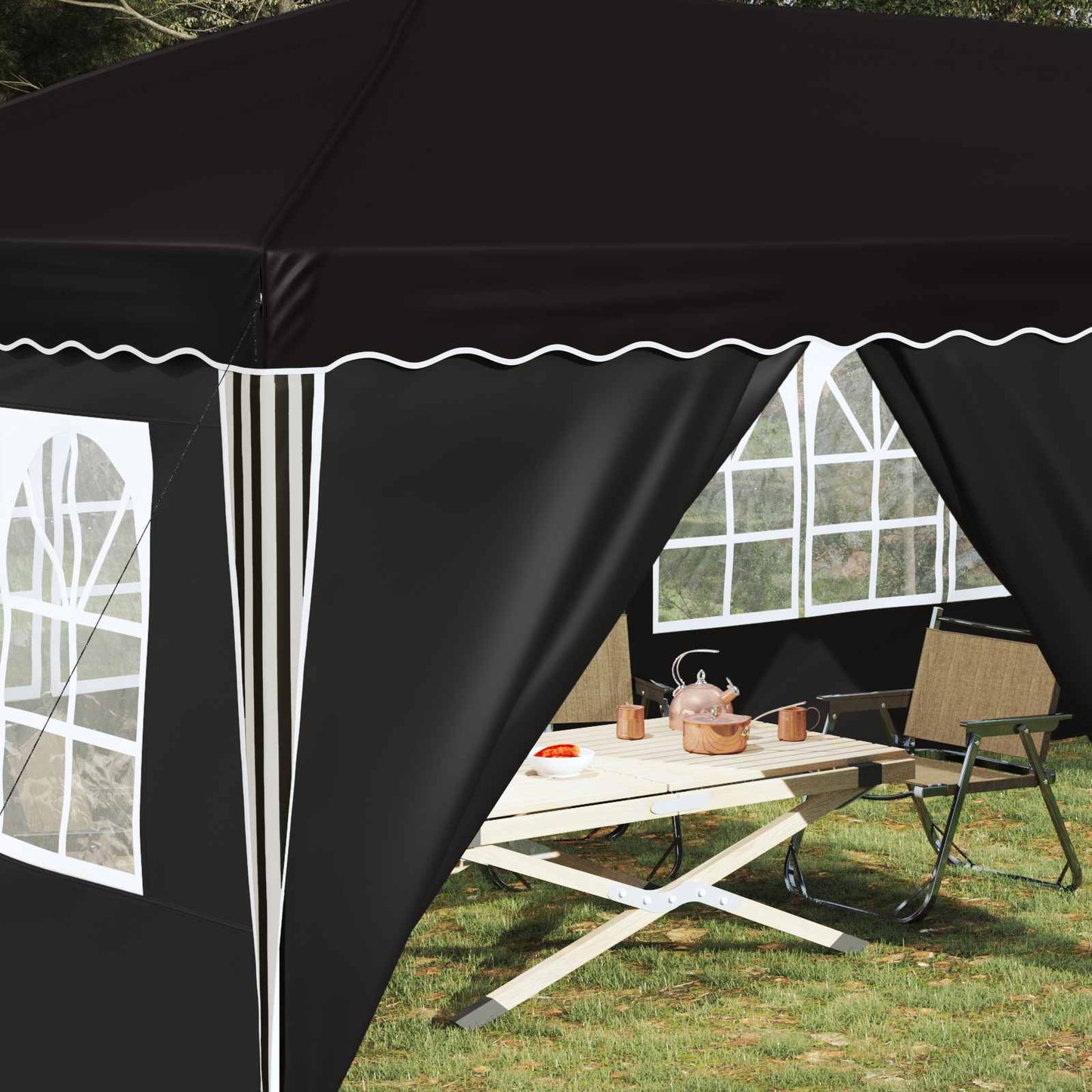 Pop-up Festtelt 575 x 288 x 245 cm Svart