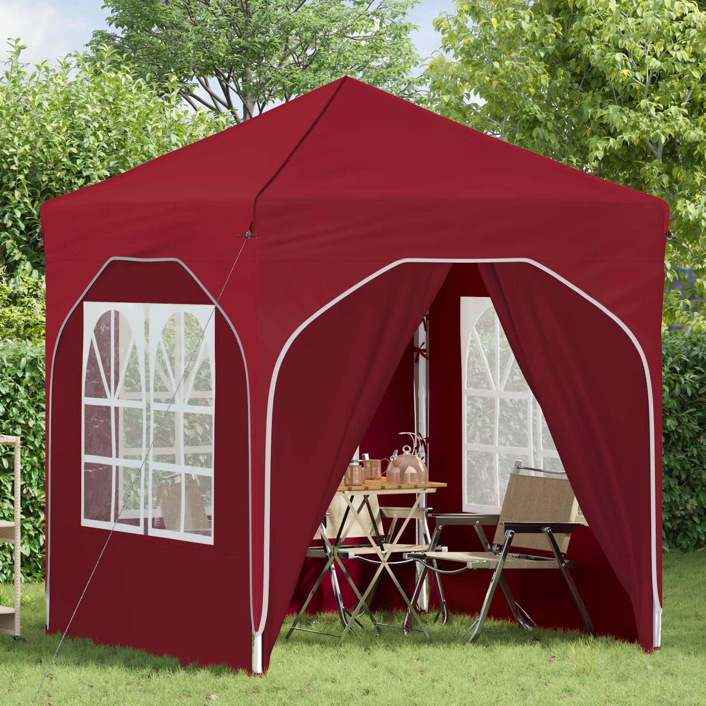 Pop-up Festtelt 192 x 192 x 245 cm Burgunder