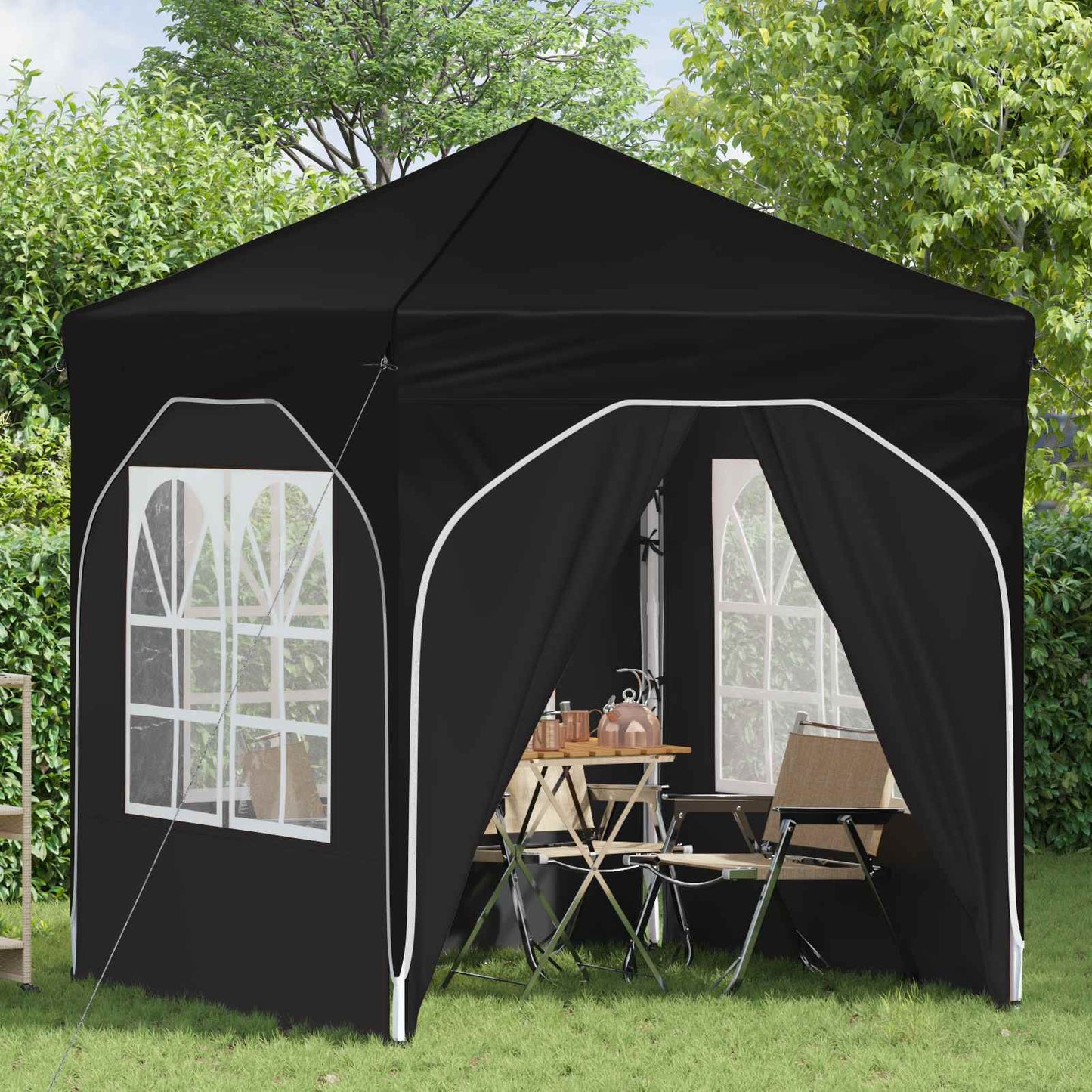 Pop-up Festtelt 192 x 192 x 245 cm Svart