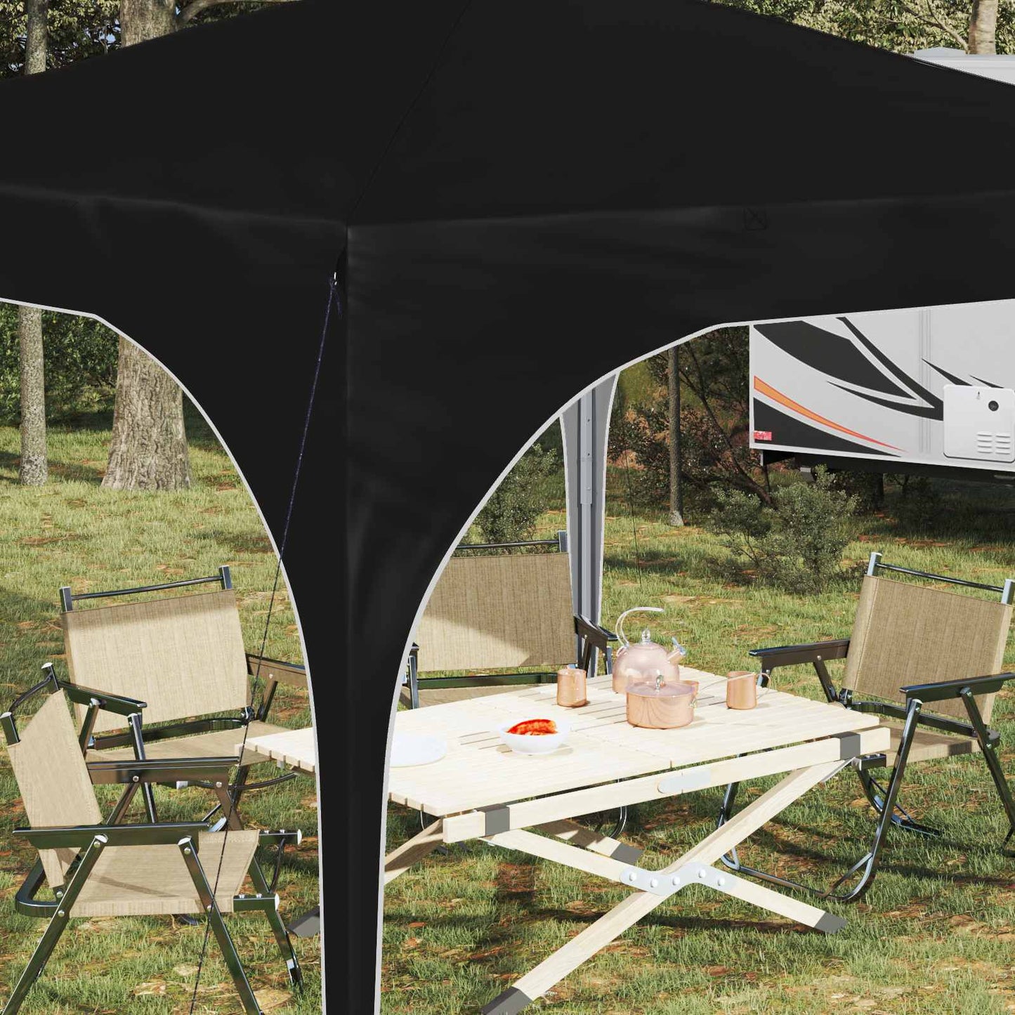 Pop-up Festtelt 290 x 290 x 245 cm Svart