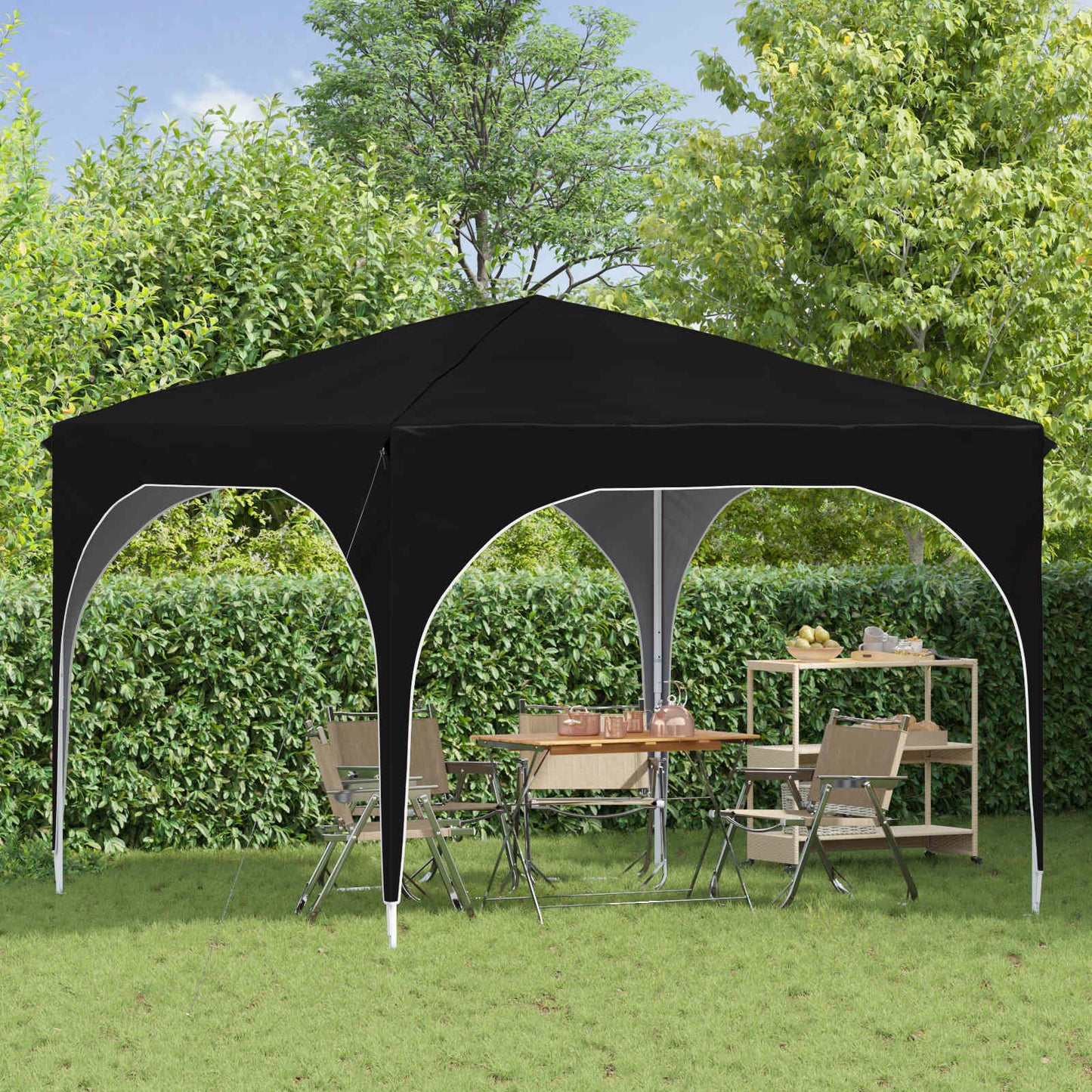 Pop-up Festtelt 290 x 290 x 245 cm Svart
