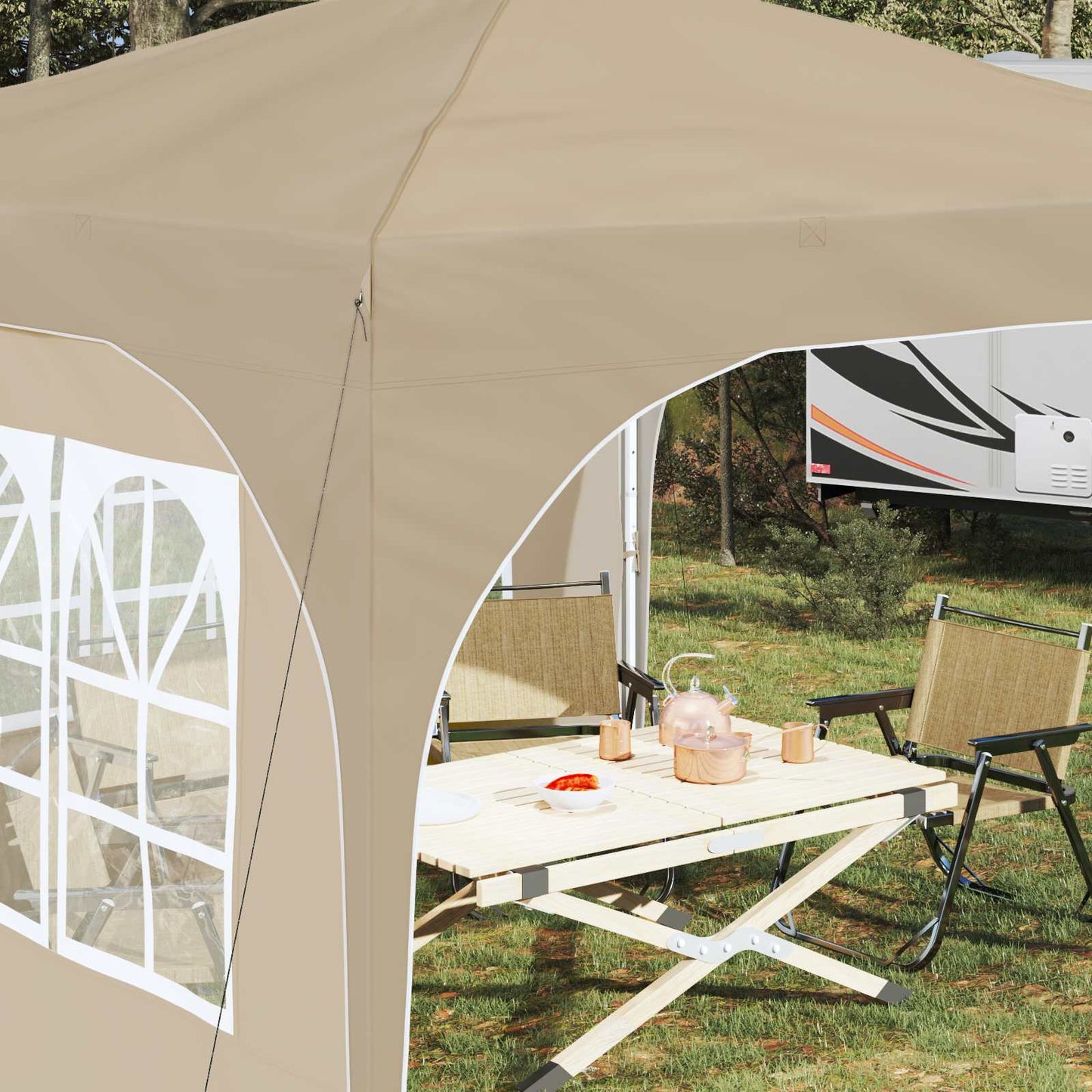 Pop-up Festtelt 290 x 290 x 245 cm Krem