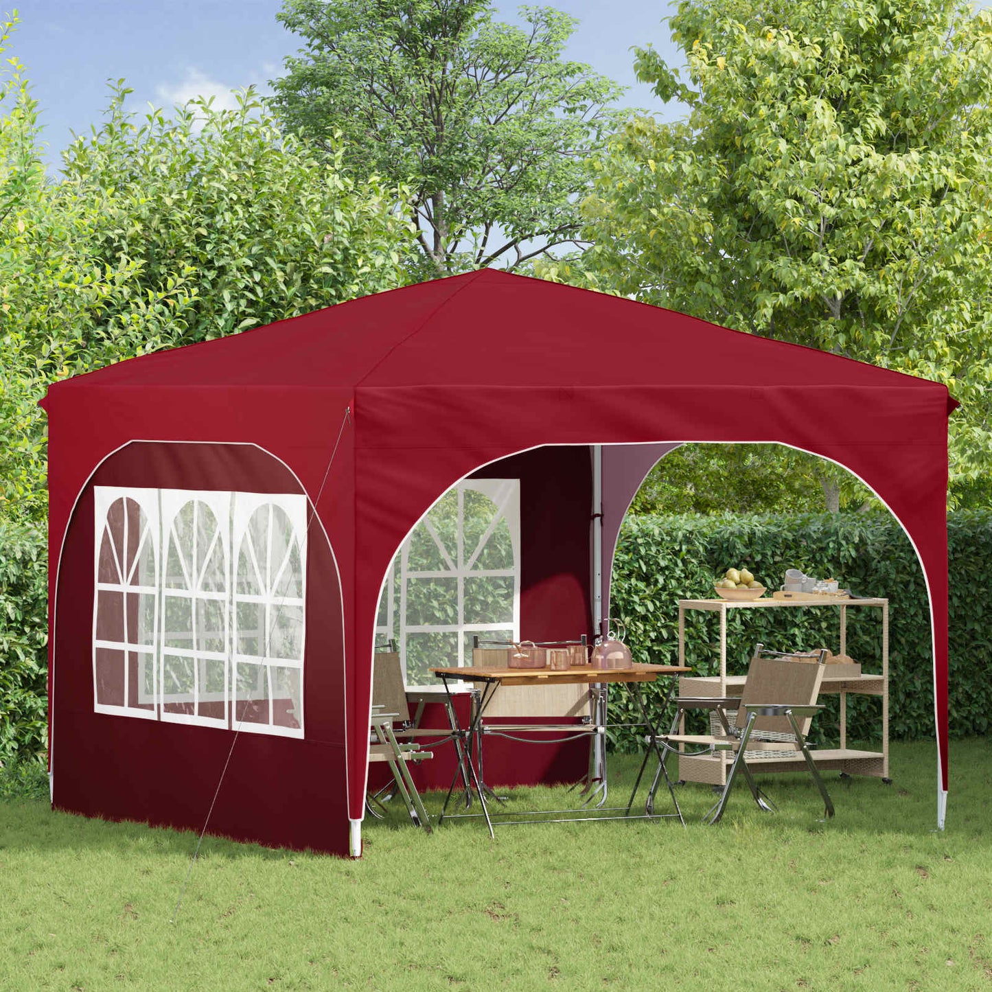 Pop-up Festtelt 290 x 290 x 245 cm Burgunder