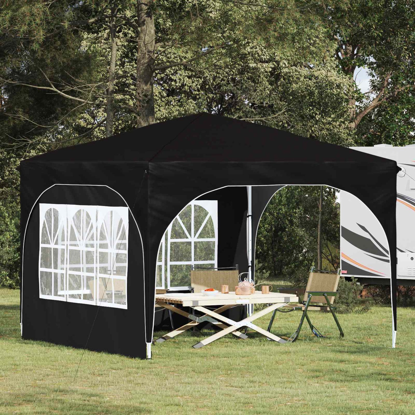 Pop-up Festtelt 290 x 290 x 245 cm Svart