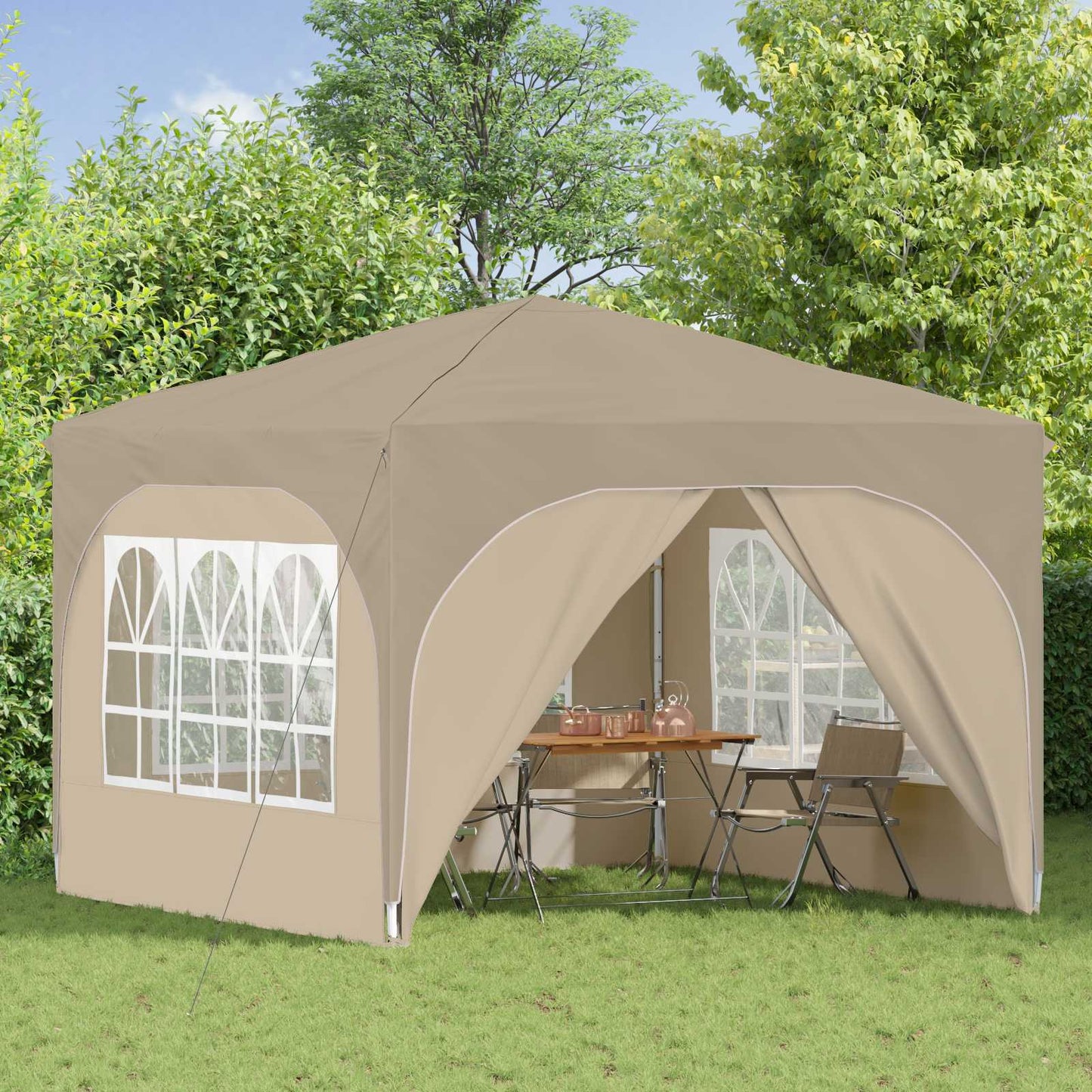 Pop-up Festtelt 290 x 290 x 245 cm Krem