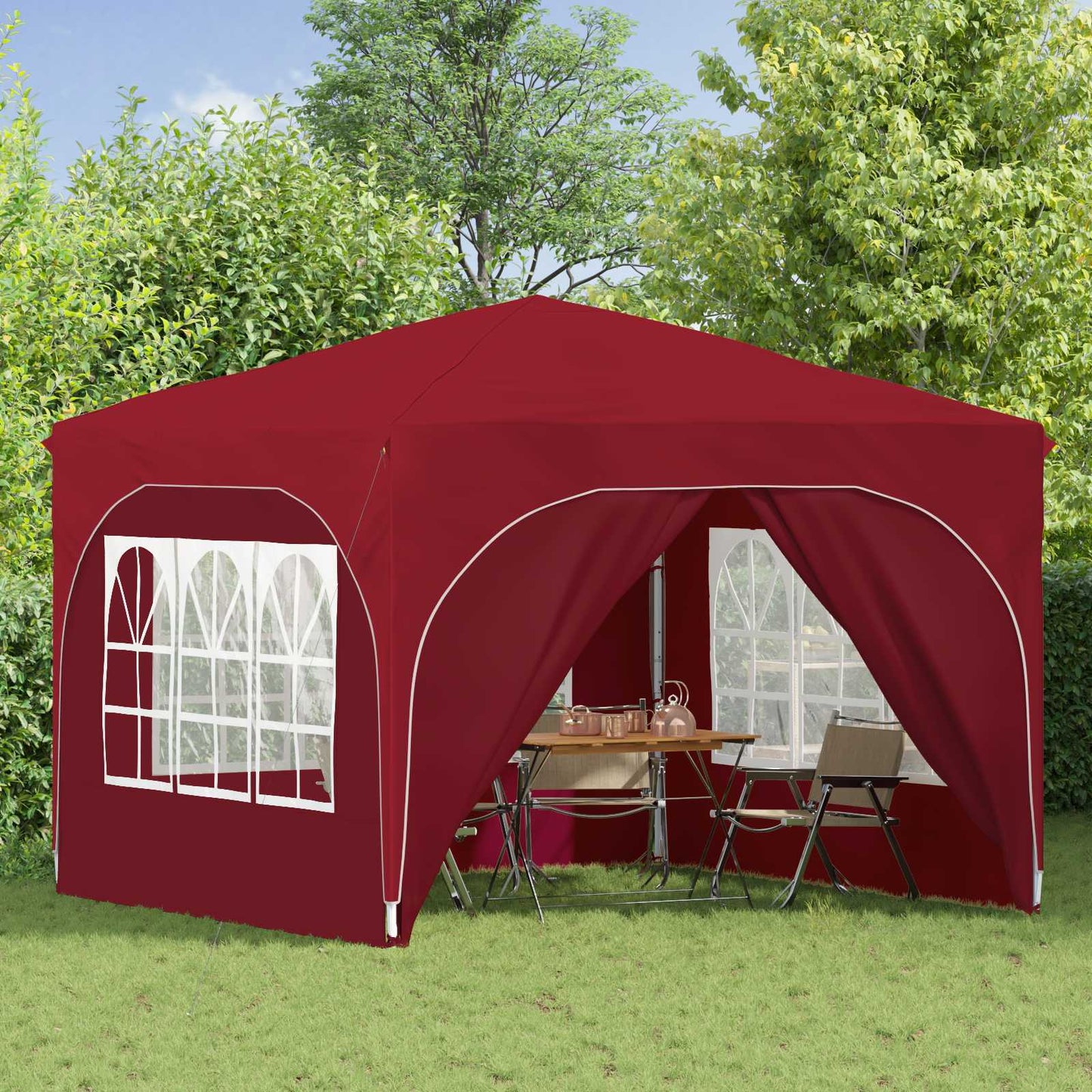 Pop-up Festtelt 290 x 290 x 245 cm Burgunder