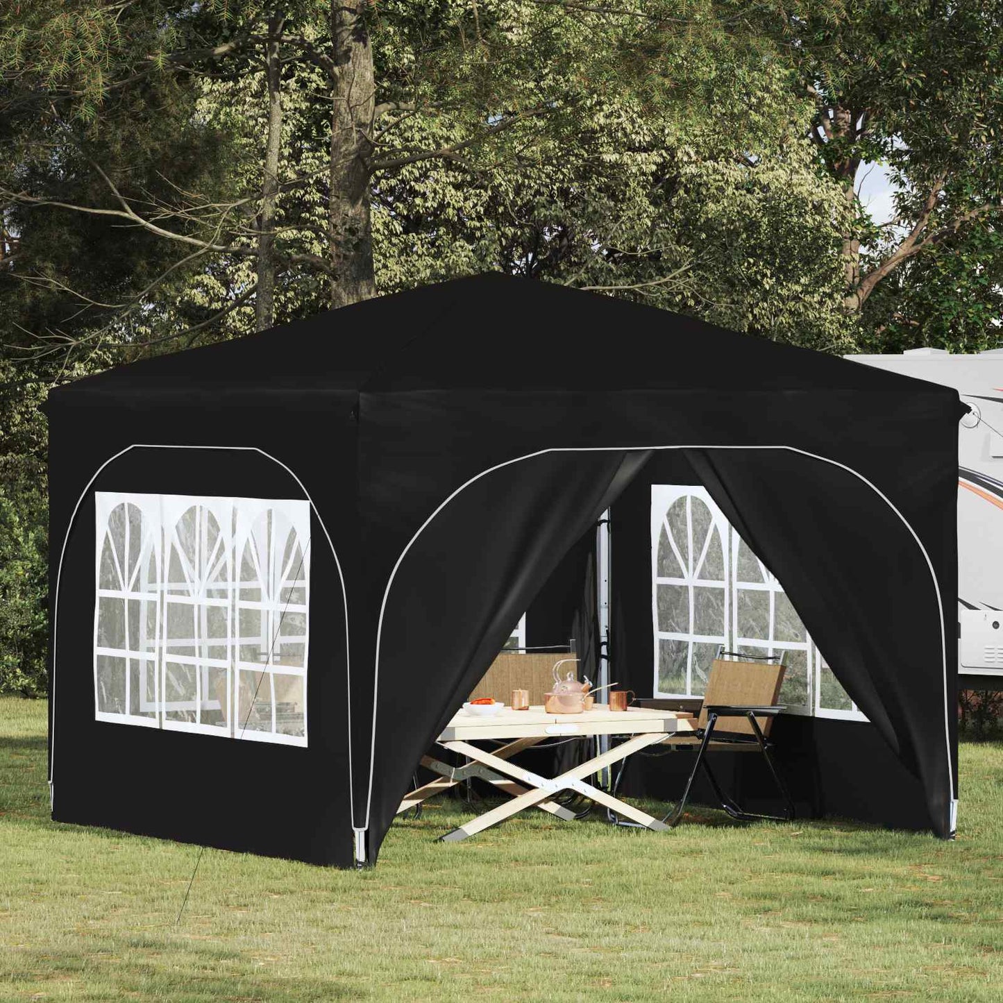 Pop-up Festtelt 290 x 290 x 245 cm Svart