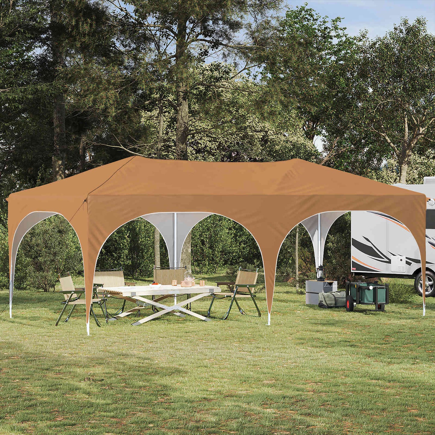 Pop-up Festtelt 575 x 288 x 245 cm Beige Oxford Stoff