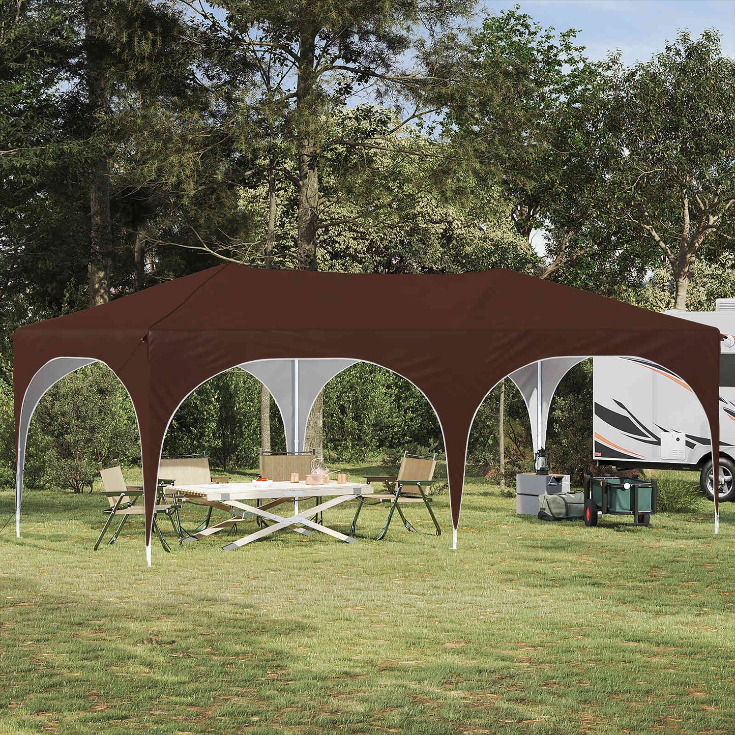 Pop-up Festtelt 575 x 288 x 245 cm Brun Oxford Stoff