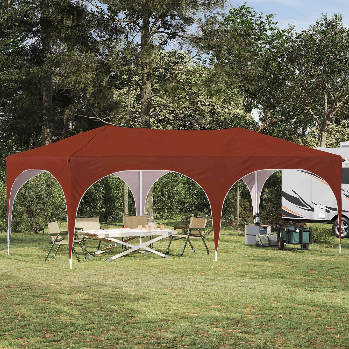 Pop-up Festtelt 575 x 288 x 245 cm Terrakotta Oxford Stoff