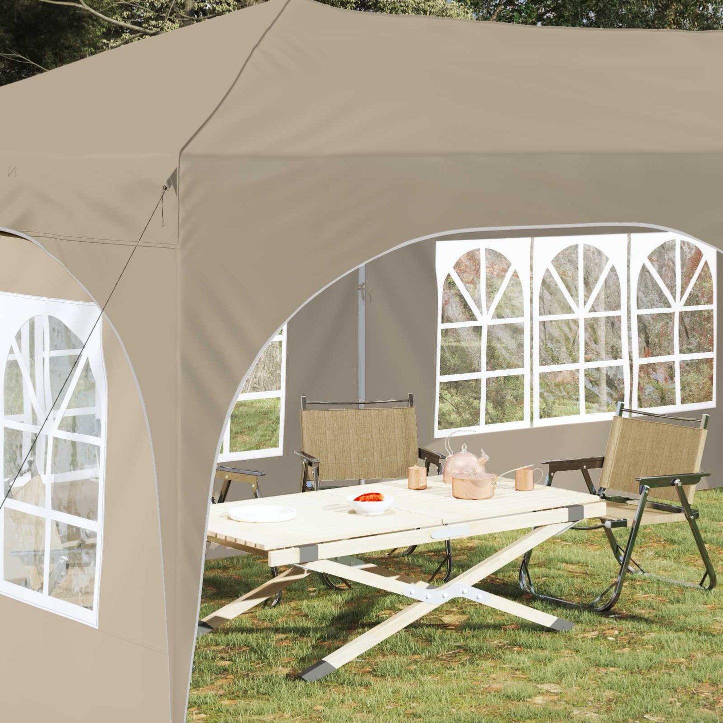 Pop-up Festtelt 575 x 288 x 245 cm Krem Oxford Stoff