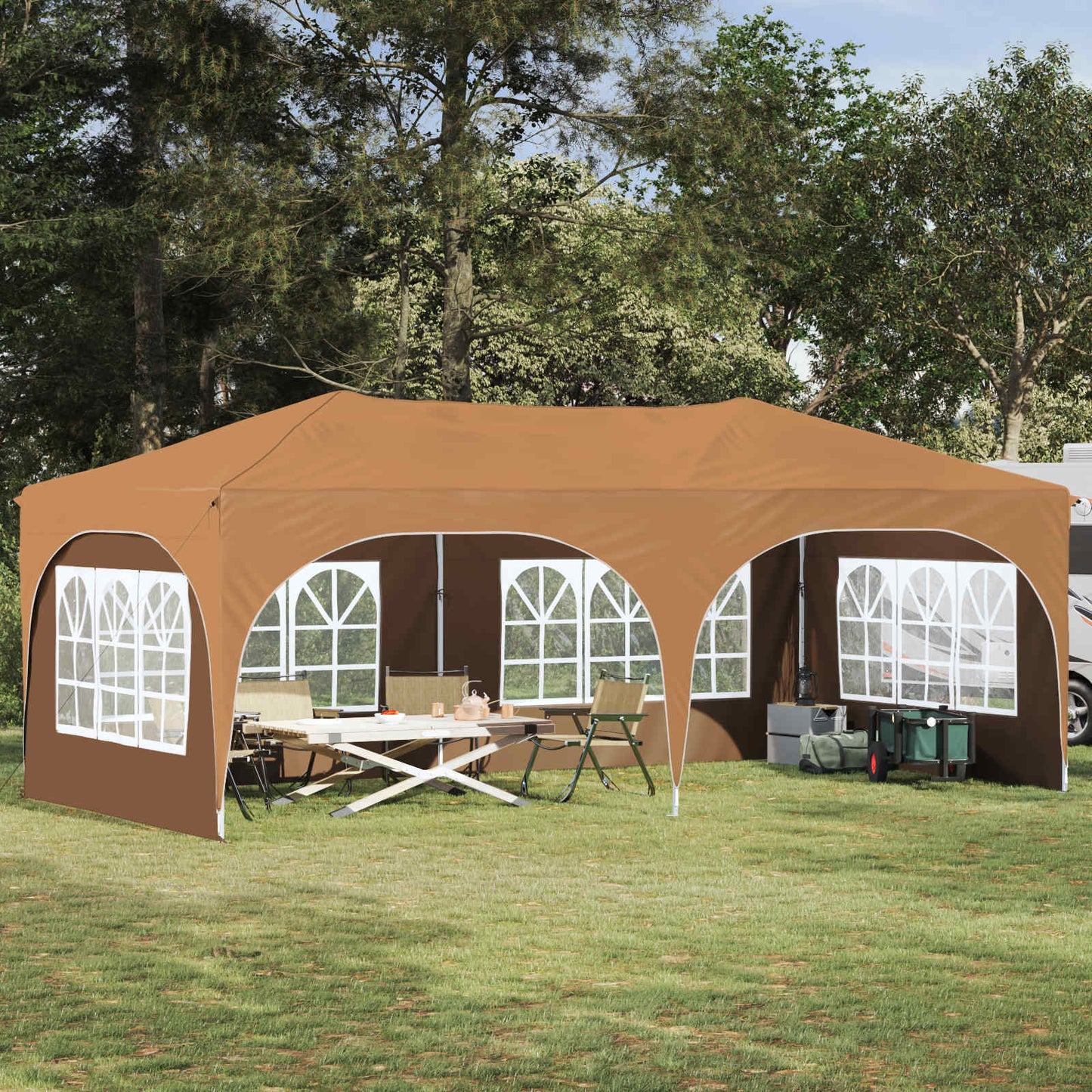 Pop-up Festtelt 575 x 288 x 245 cm Beige Oxford Stoff
