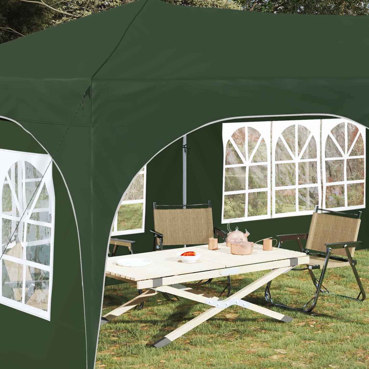 Pop-up Festtelt 575 x 288 x 245 cm Grønn Oxford Stoff