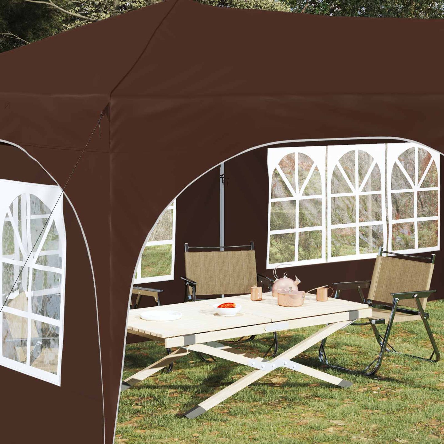 Pop-up Festtelt 575 x 288 x 245 cm Brun Oxford Stoff
