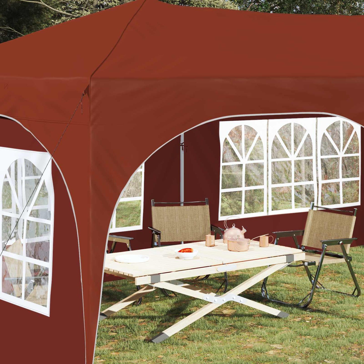Pop-up Festtelt Terrakotta 575 x 288 x 245 cm Oxford Stoff