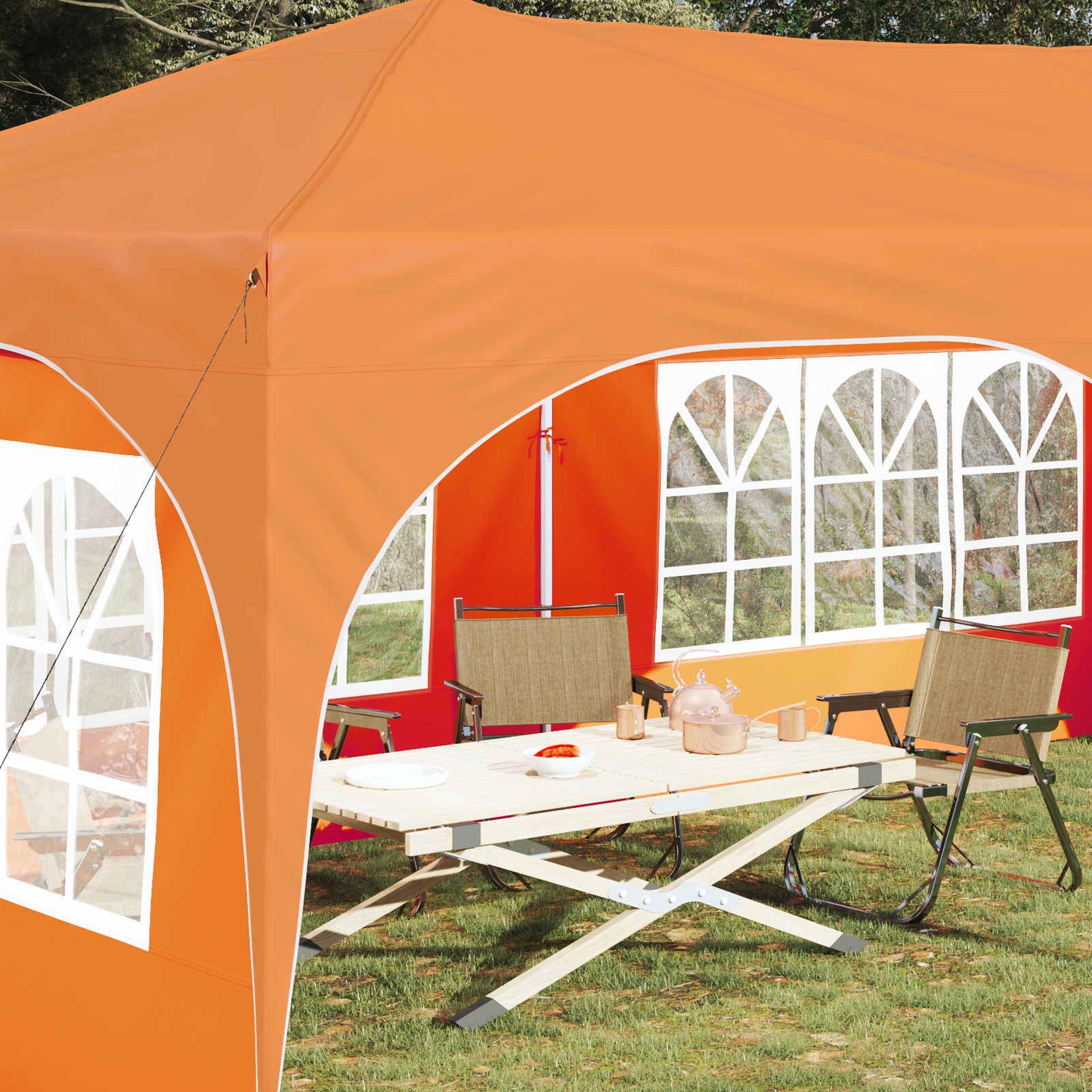 Pop-up Festtelt 575 x 288 x 245 cm Oransje Oxford Stoff