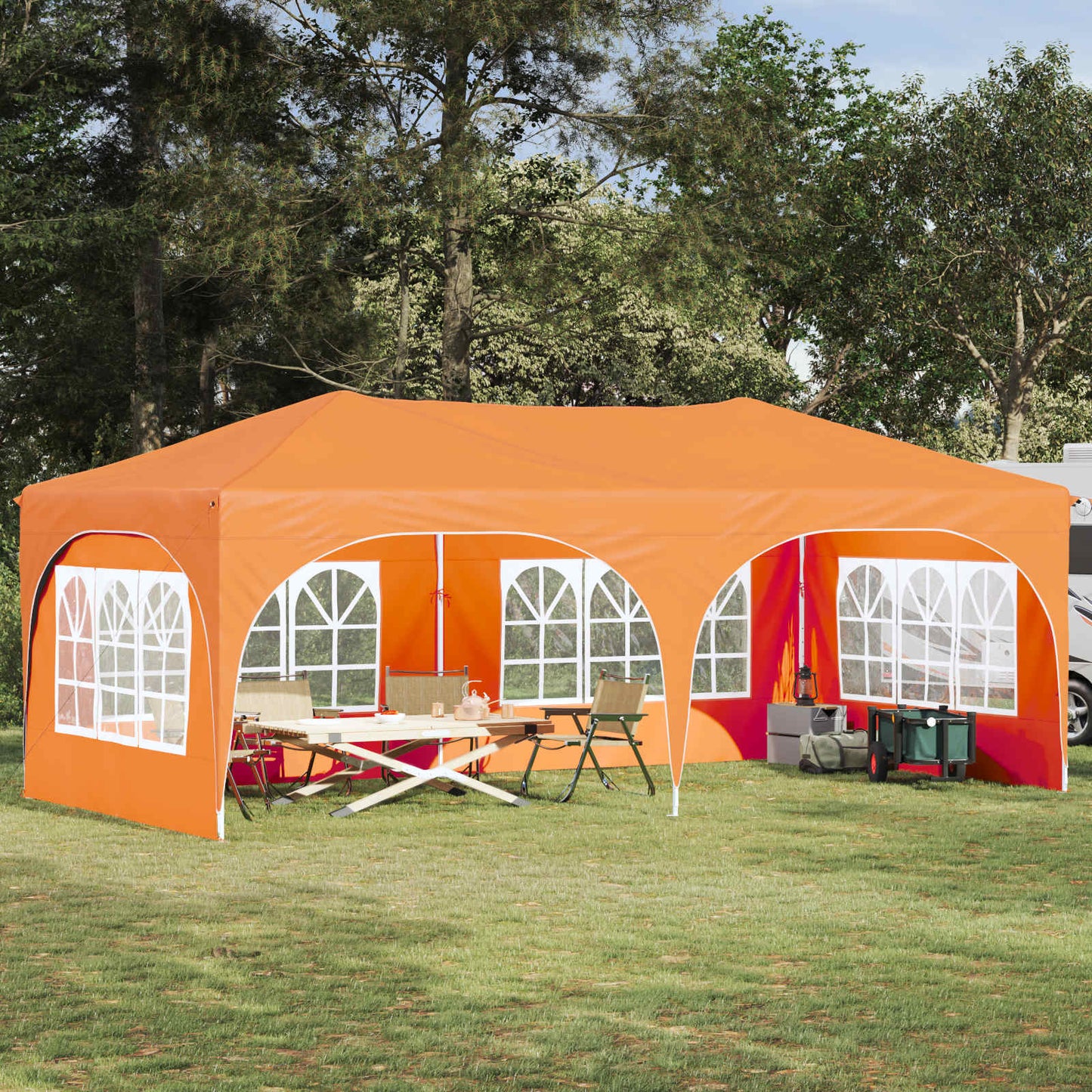 Pop-up Festtelt 575 x 288 x 245 cm Oransje Oxford Stoff