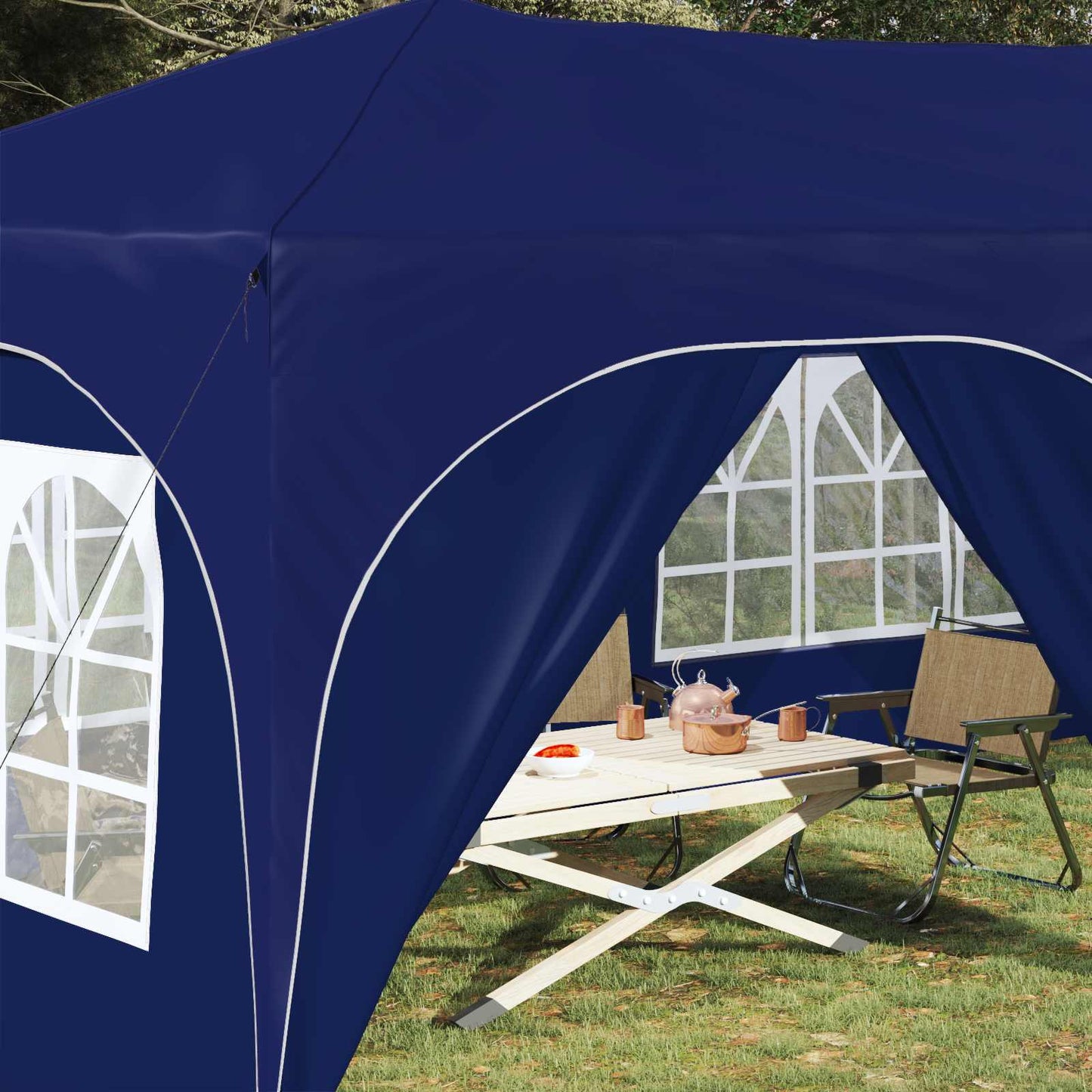 Pop-up Festtelt 575 x 288 x 245 cm Blå Oxford Stoff