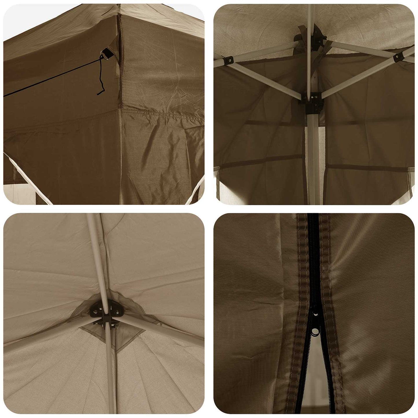 Pop-up Festtelt 575 x 288 x 245 cm Gråbrun Oxford Stoff