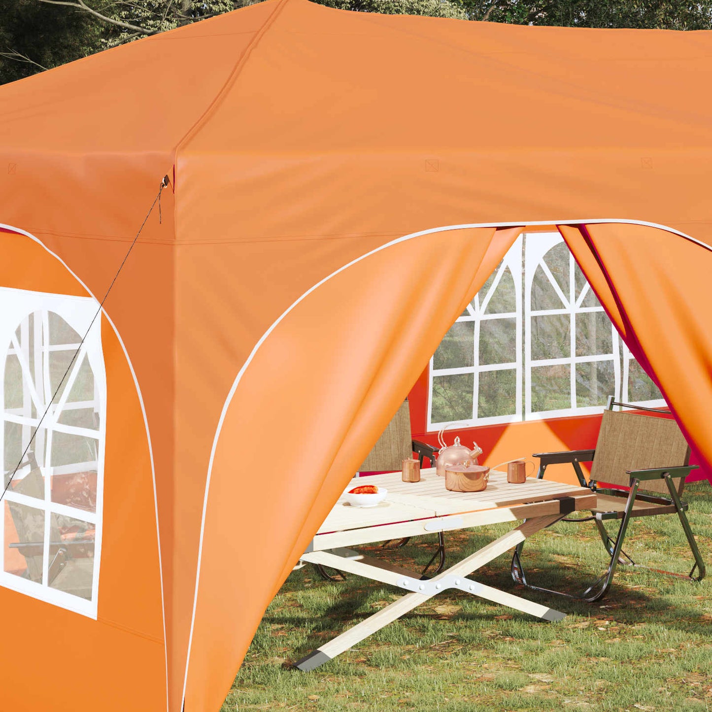 Pop-up Festtelt 575 x 288 x 245 cm Oransje Oxford Stoff